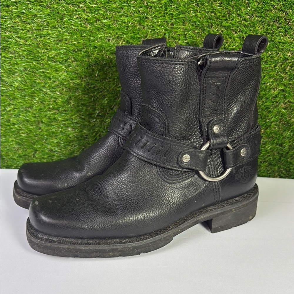 Harley Davidson Black Leather Ankle Boots